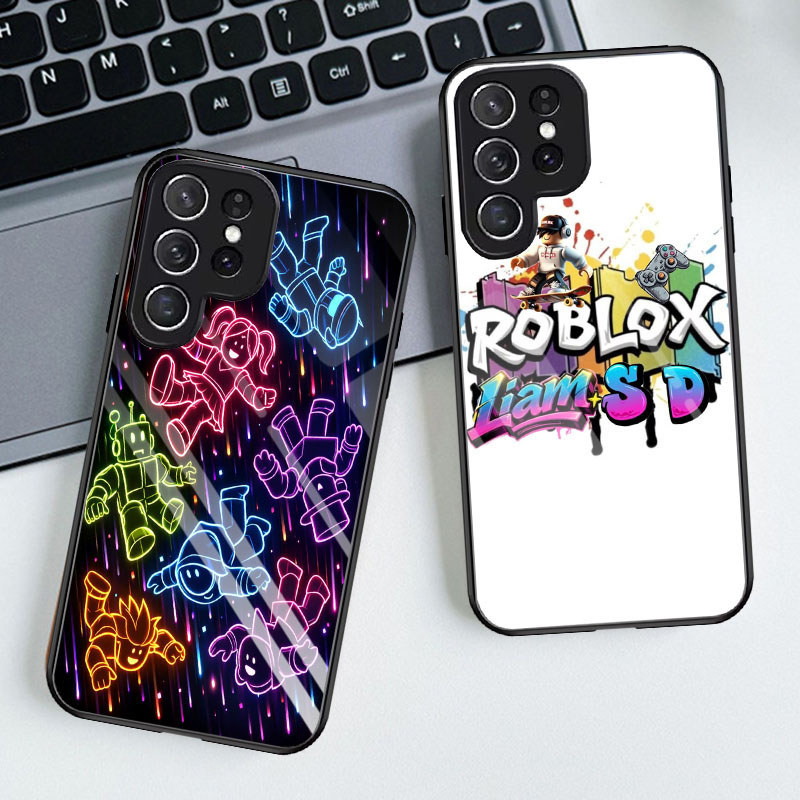 T-28 PUBG Roblox Casing Kaca Tempered untuk Samsung S24 S25 FE S21 Plus Ultra Case
