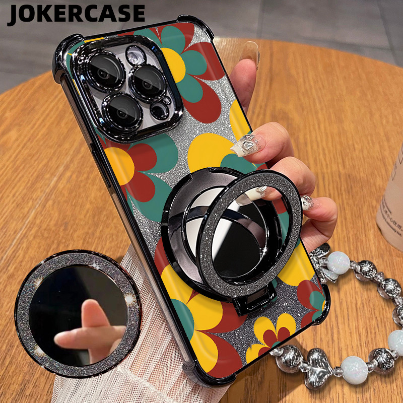 Glitter Card Case HP Oppo A12E A33 A38 A3 PRO 5G Cermin Bracket Stand Oppo Case Silikon Casing Oppo 