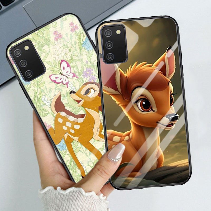 T-2 Bambi Deer Casing Kaca Tempered untuk Samsung A51 A31 M02S A71 A03S A02S Case