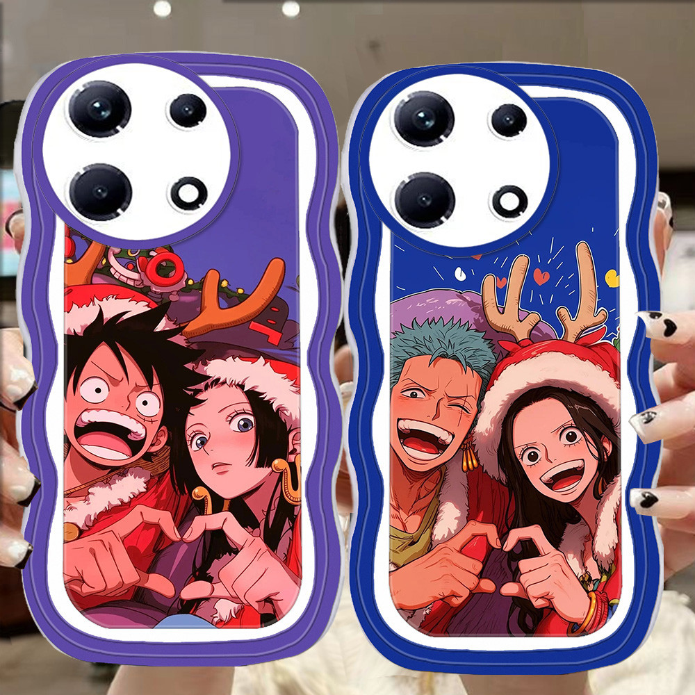 A-24 One Piece couple TPU Casing untuk Infinix HOT Note 30 30i Smart 7 Play Pro Transparan Case