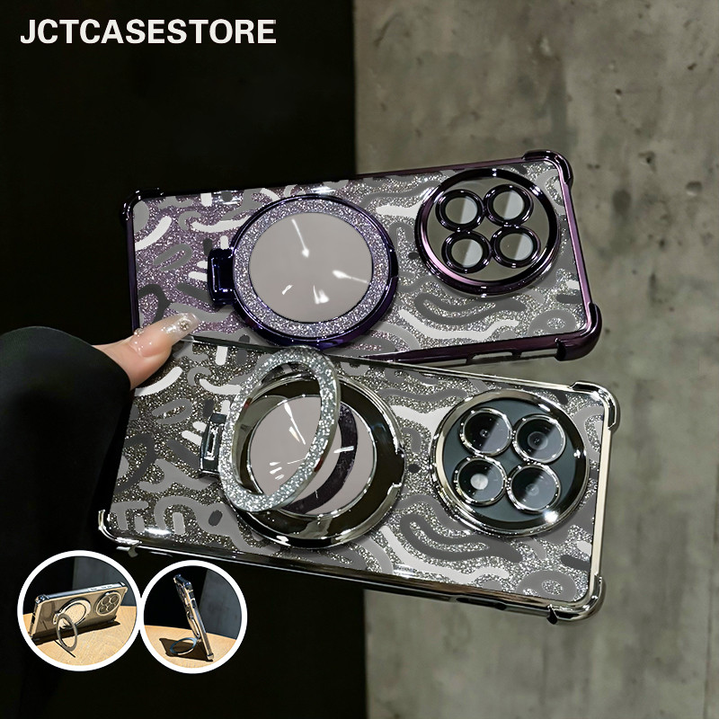 Glitter Card Case HP Oppo A12E A17 A57 A74 Cermin Bracket Stand Oppo Case A3S A96 Silikon Casing Opp