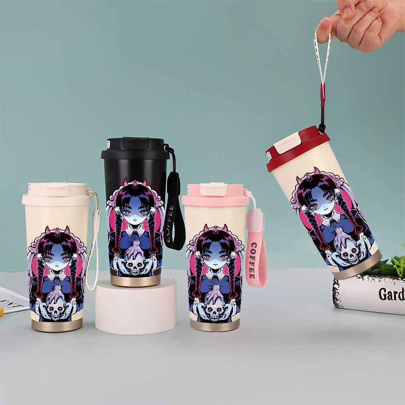 Wednesday Movie Gothic Tumbler Kopi Stainless Steel CUP 500 ML Vacuum Mug Termos Coffee Cup CUPLXSP0