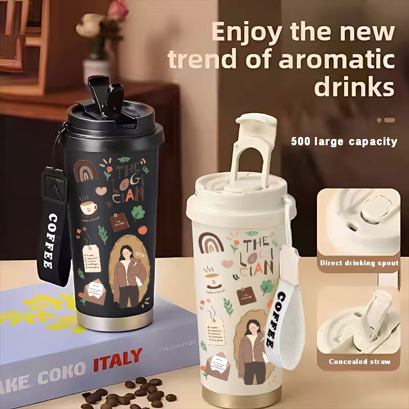 MBTI Introvert Tumbler Kopi Stainless Steel CUP 500 ML Vacuum Mug Termos Coffee Cup CUPLXSP01017