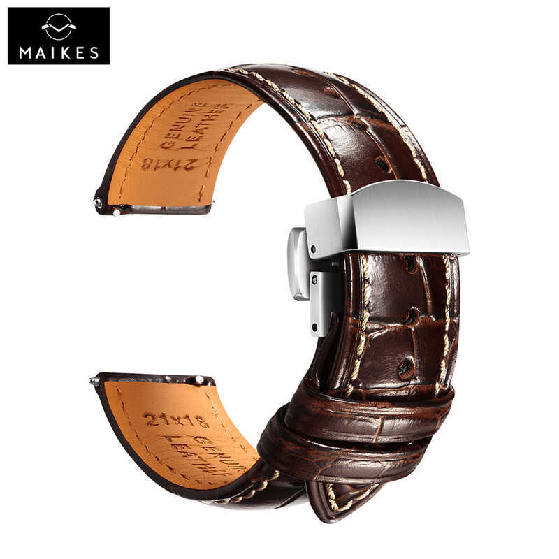 Tali Kulit Berkualitas Tinggi Maikes, 20mm, 22mm, Aksesori, Gelang untuk Jam Tangan Longines dan Jae