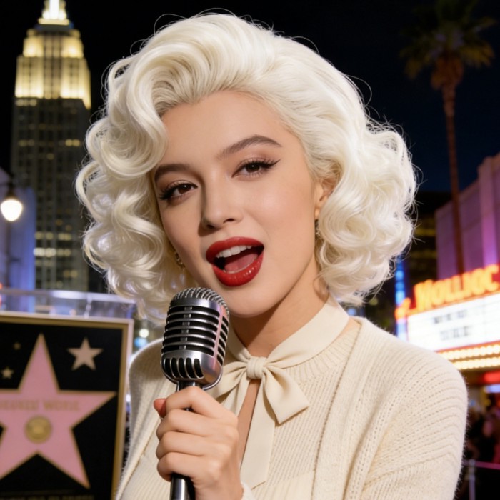 European And American Marilyn Monroe Cosplay Wig For Women Fluffy Light Gold Hand-rolled Short Curl