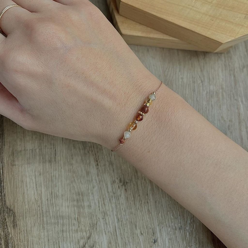 Kekayaan Emas Batu Pasir Citrine Gelang Niche Cahaya Asli Mewah Indah Perak Kuno Etnis Bestie Dikepa