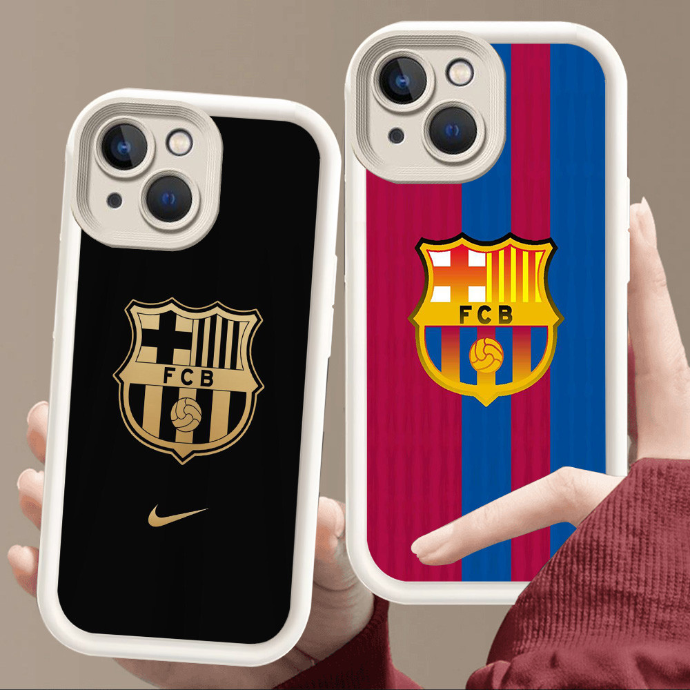 Casing untuk iPhone 8 13 6 7 6s 14 Pro Max Plus Putih lembut E128 FC Barcelona