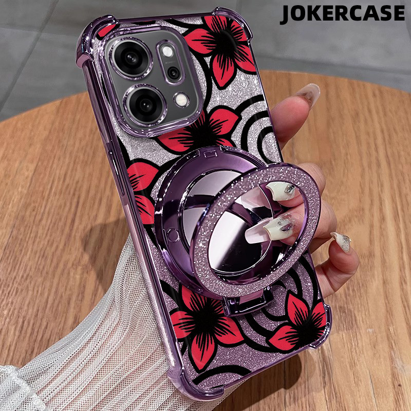 Glitter Card Case HP Oppo A53 A9 2020 A57 2022 A17K A15 Cermin Dengan Stand Oppo Case Silikon Casing