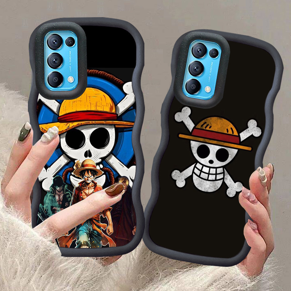A-28 Logo One Piece Casing untuk OPPO Reno 6 5 Find X3 4 Lite 5G hitam merah Pink Case