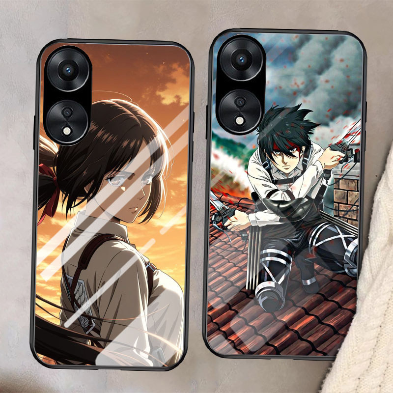 G-2 Attack on Titan Casing Kaca Tempered untuk OPPO Reno 7 10 11F 8T 11 8 Pro 5G Kasus