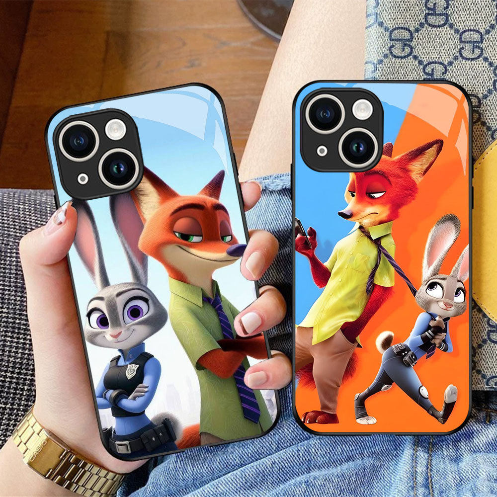 CK-34 Zootopia HD Glass Casing untuk iPhone 11 13 12 Mini Pro Max