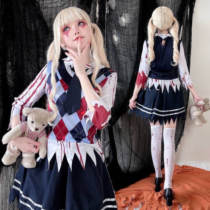Halloween Costume Female Adult Cos Horror Vampire Bloody Student Uniform Adult Zombie Ghost Doll Dr