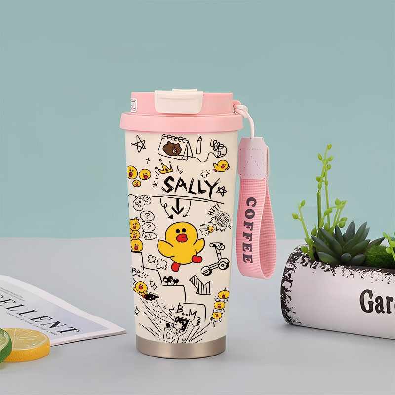 Sally Line Friends Tumbler Kopi Stainless Steel CUP 500 ML Vacuum Mug Termos Coffee Cup CUPLXSP01029