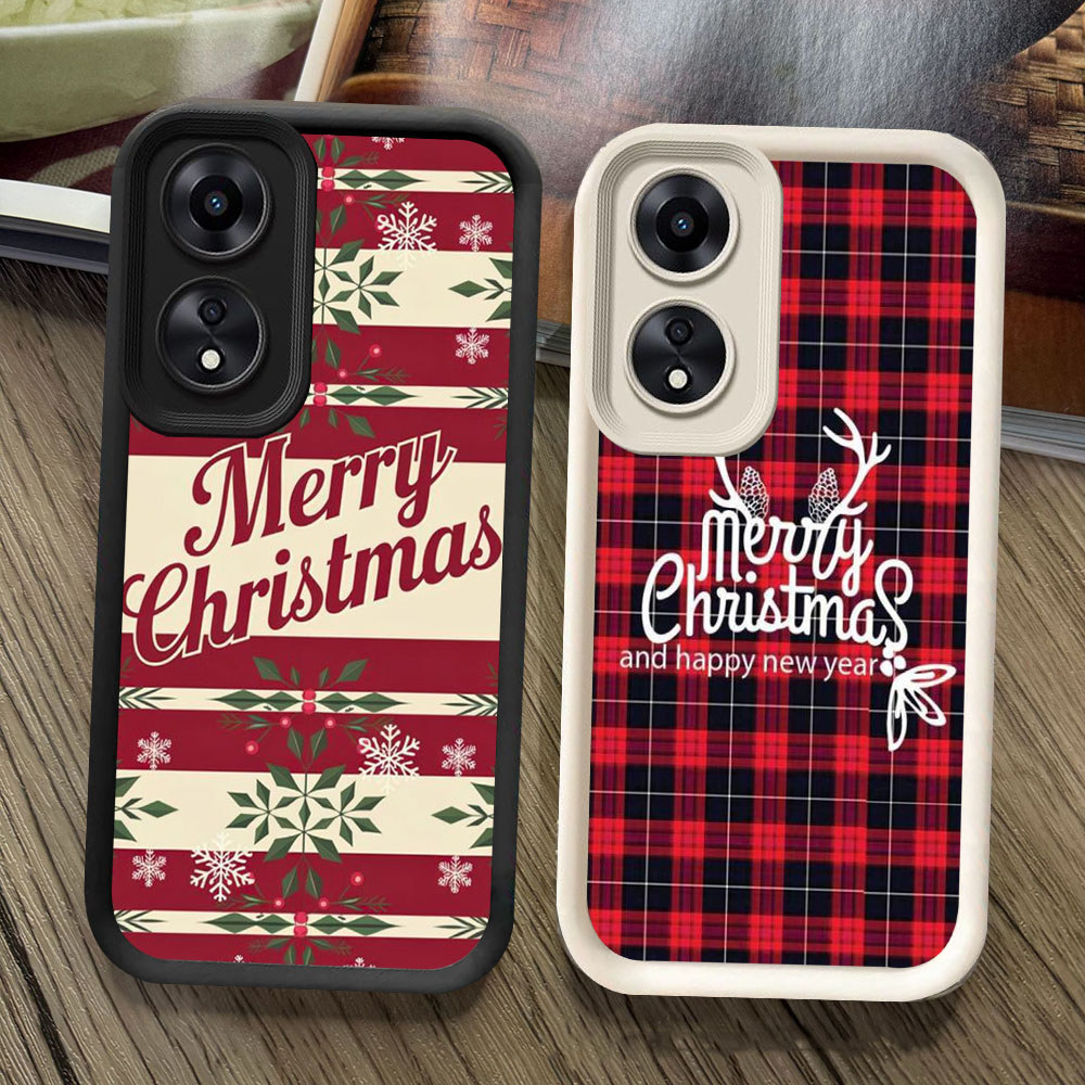 Casing Ponsel Anti Jatuh untuk OPPO A78 A18 A98 A58 A38 A17 A60 5G AD26 Merry Christmas