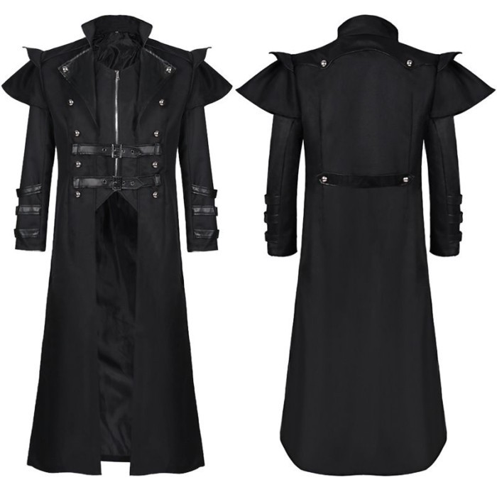 Halloween New Medieval Return To Work Palace Banquet Outfit Zipper Slit Long Windbreaker COS Stage