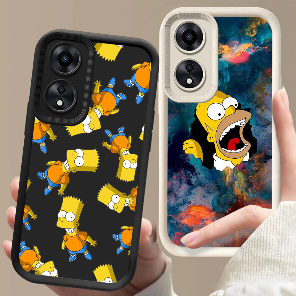 Casing Ponsel Anti Jatuh untuk OPPO A78 A18 A98 A58 A38 A17 A60 5G AD7 Bart Simpson