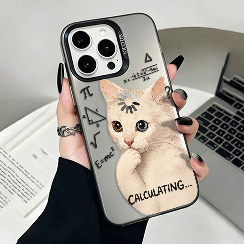Casing OPPO kucing putih menghitung matematika untuk A3 A3X A11 A12 A15 16 A17K A31 A33 A36 A37 A53 