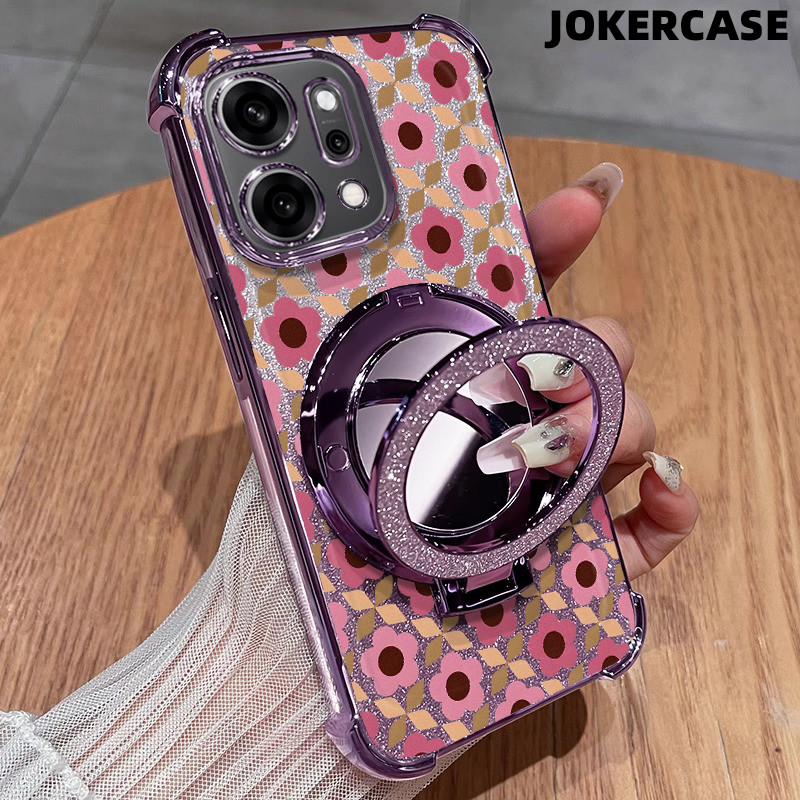 Glitter Card Case HP Oppo A53 A9 2020 A57 2022 A17K A15 Cermin Dengan Stand Oppo Case Silikon Casing