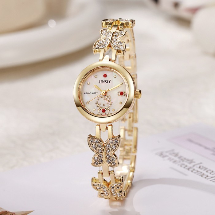 New Butterfly KT Cat Cartoon Children's Bracelet Watch Electronic Ladies Watch Female Watch Student