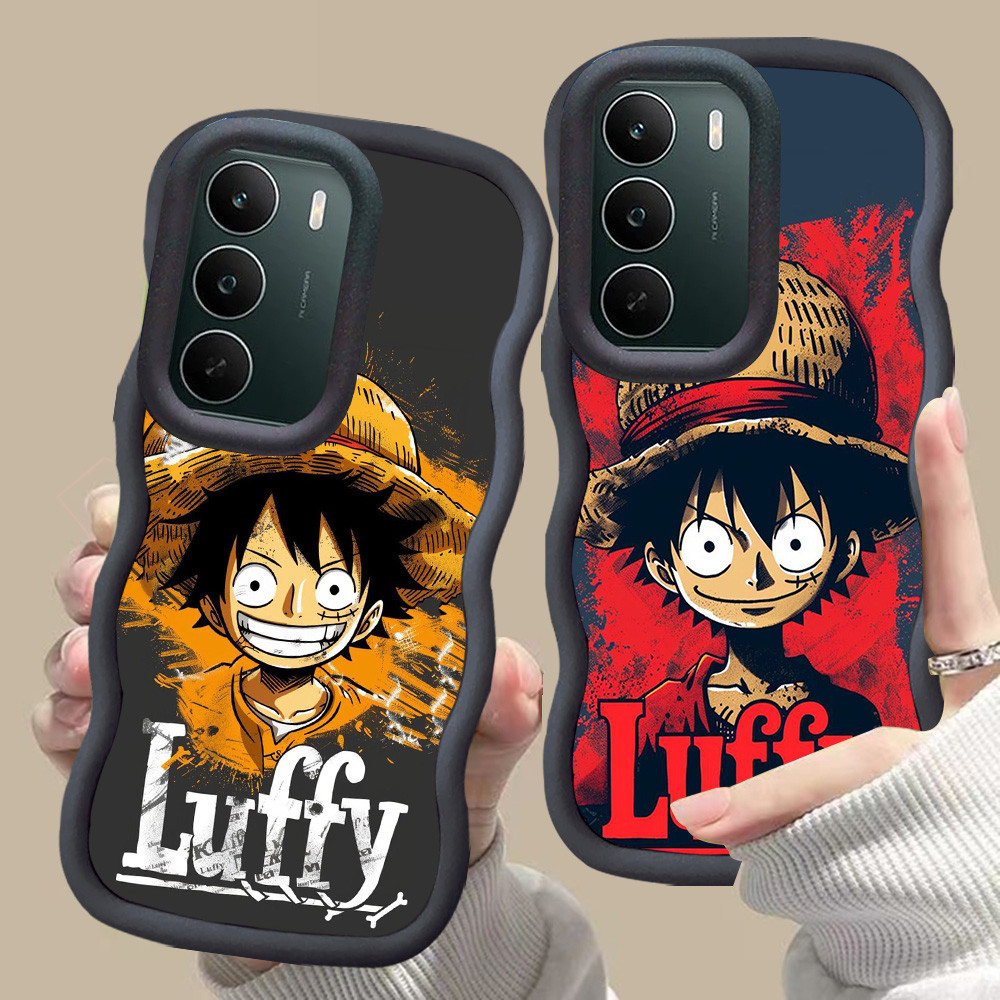 D-3 One Piece Luffy Pink merah Casing untuk Realme C75 C75X C65 hitam