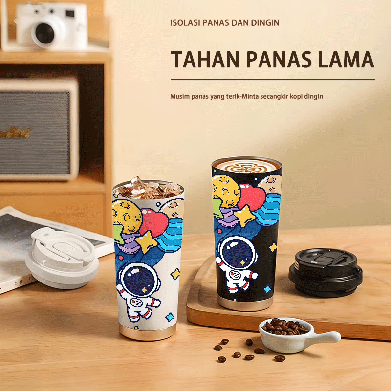 Pelayaran Menyenangkan Antarbintang, cangkir kopi berinsulasi baja tahan karat bermotif - cangkir ai