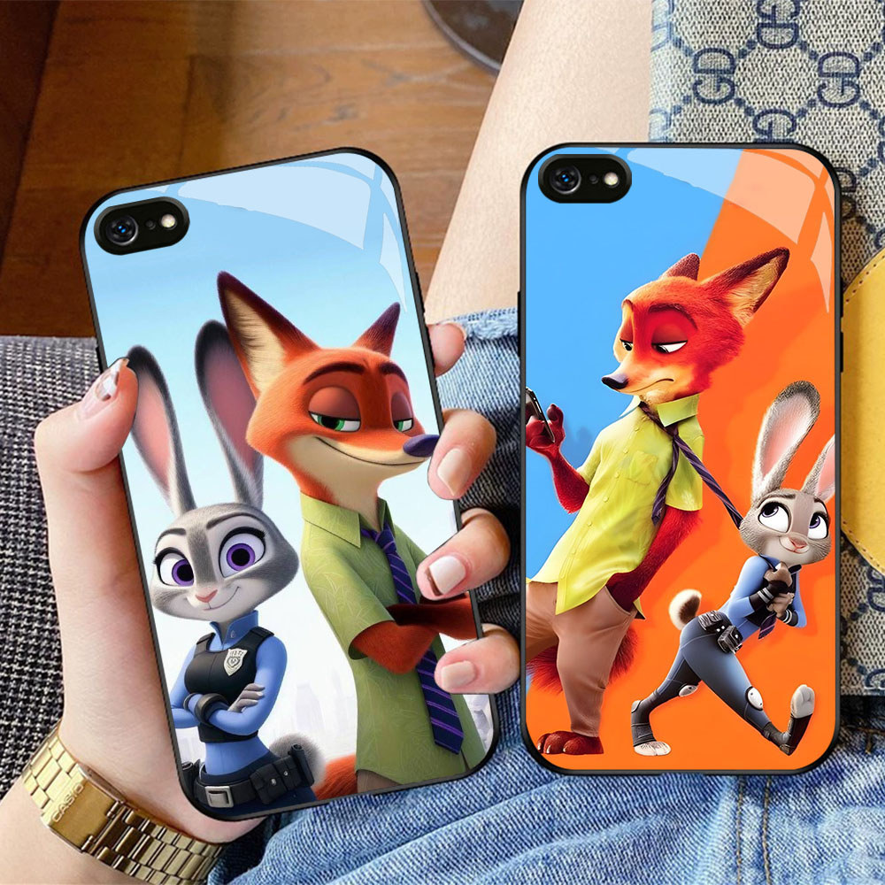 CK-34 Zootopia HD Glass Casing untuk iPhone 6 6S 7 8 Plus SE X XS XR Max
