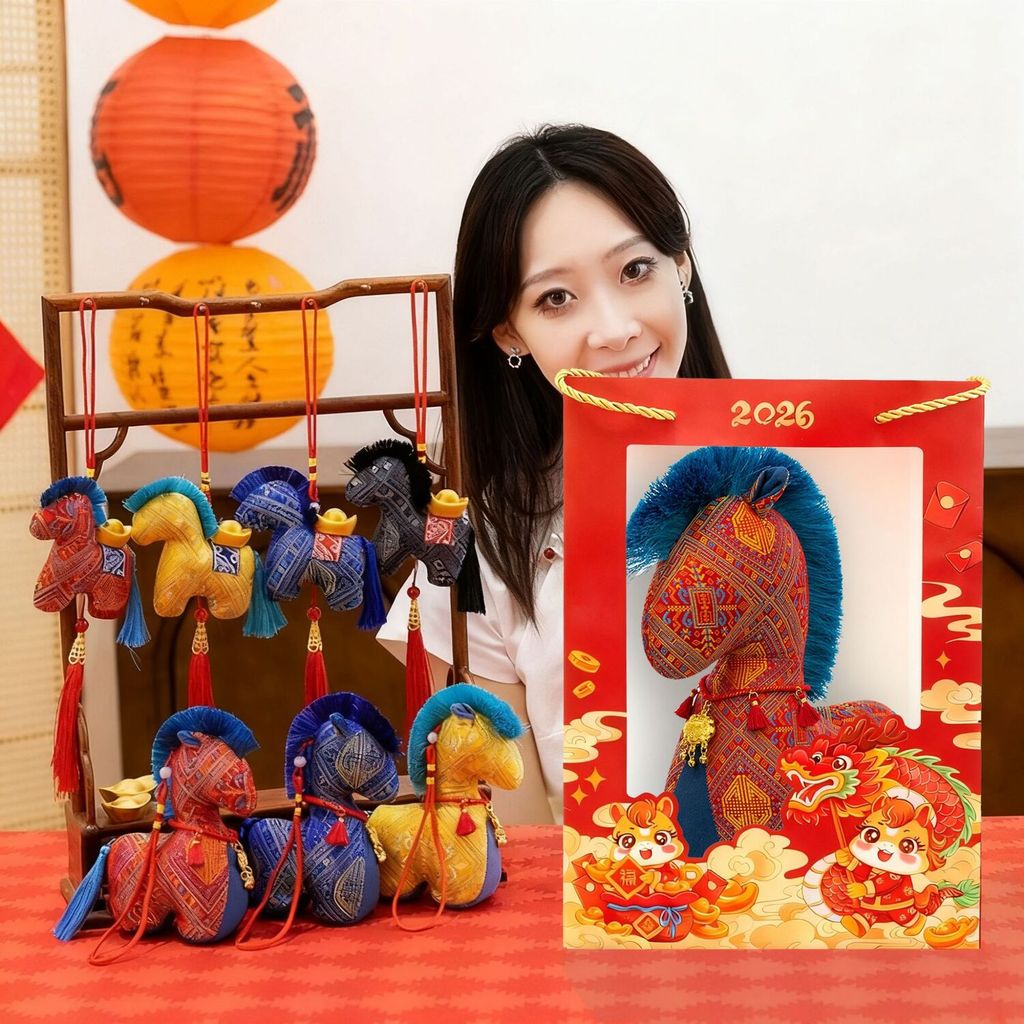 Maskot Tahun 2026, Boneka Gaya Cina, Gantungan Kuda Poni Dari Kain Mewah, Hadiah Rapat Tahunan Berku