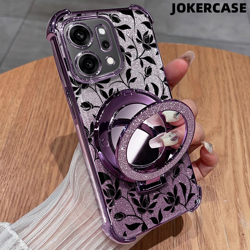 Glitter Card Case HP Oppo A53 A9 2020 A57 2022 A17K A15 Cermin Dengan Stand Oppo Case Silikon Casing