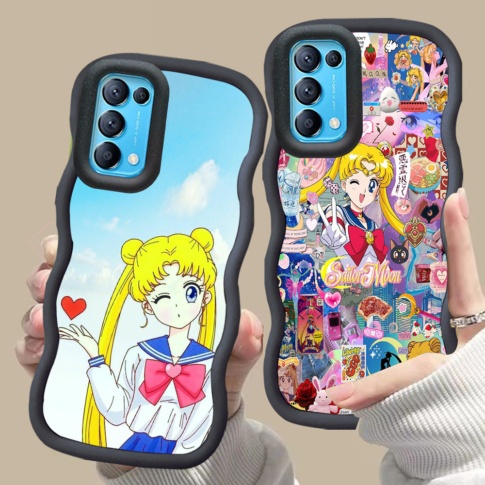 D-17 Sailor Moon Pink merah Casing untuk OPPO Reno 4 5 Find X3 Lite 6 5G hitam