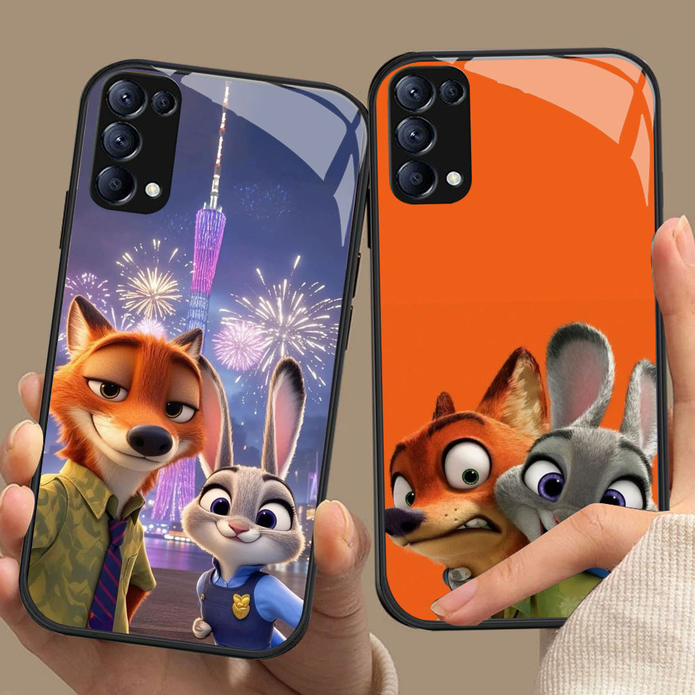 CK-34 Zootopia HD Glass Casing untuk OPPO Reno 6Z 6 5 4 3 A91 F15