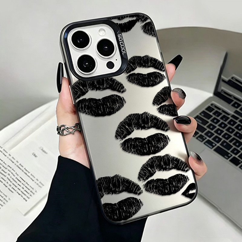Casing OPPO Desain bekas ciuman hitam-putih untuk A3 A3X A11 A12 A15 16 A17K A31 A33 A36 A37 A53 A54