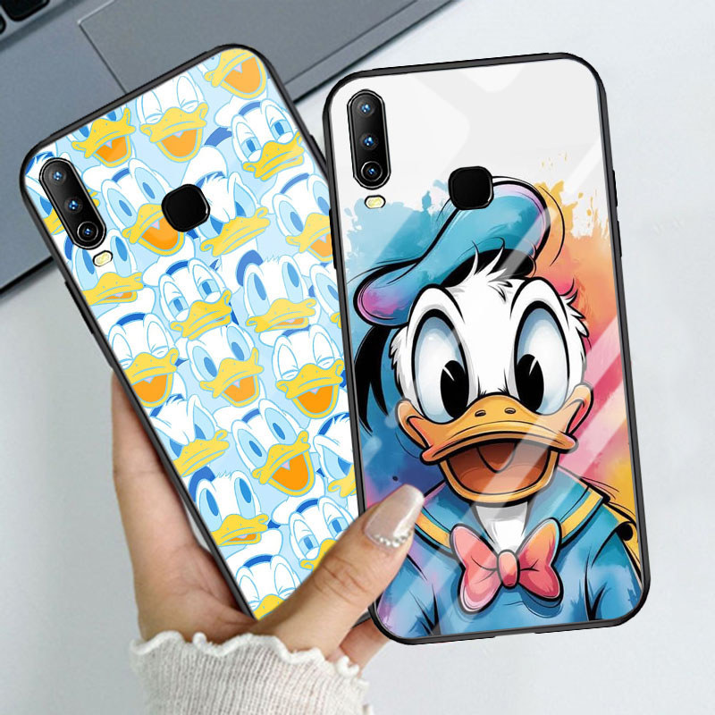 T-9 Donald Duck Casing Kaca Tempered untuk VIVO Y19 Y30 Y81 Y12 Y15 Y12i Y17 Y50 Y15S Y17S Y81s Case