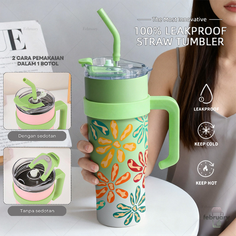 Viral Tumbler 1 liter stainless aesthetic cute tumbler pink besar/tumbler tahan panas dingin/tambler