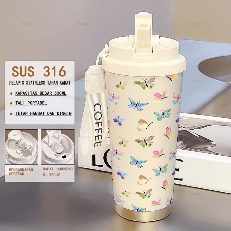 Tumbler Stainless 316 Sus 500ML Tumbler Aesthetic Tumbler Pink Tumbler Viral Cangkir Kopi Tumbler Ta