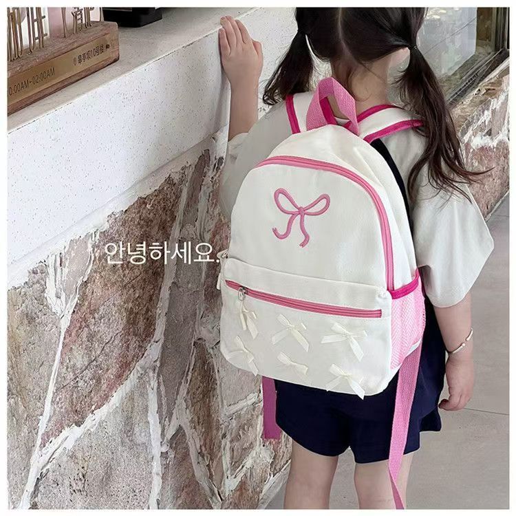 Ransel Kain Denim Wanita Tas Sekolah Kecil Bayi Ins Ringan Pita Versi Korea Ransel Kecil Anak Peremp