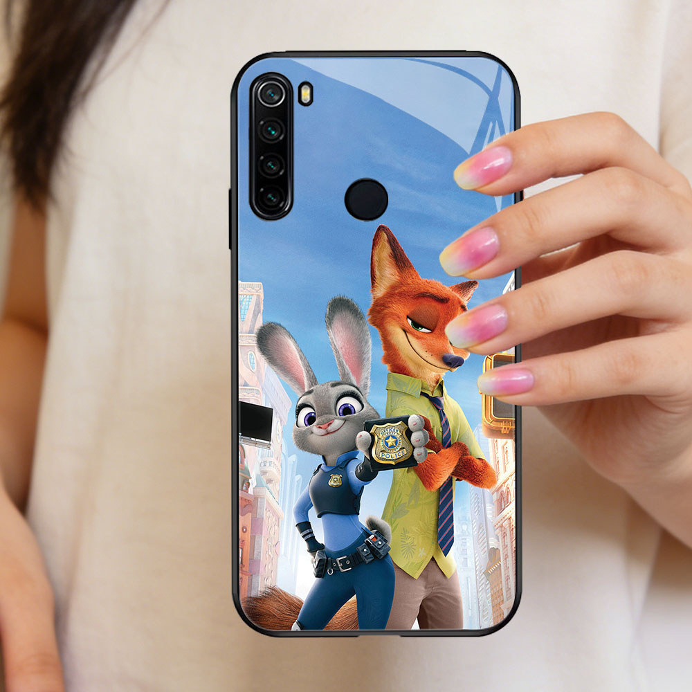 TT-88 Zootopia Casing hp kaca Xiaomi Redmi Note 10 8 8A 9 Pro Lite