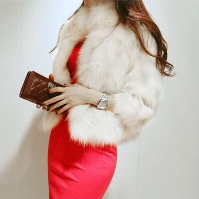 Autumn And Winter Fur Imitation Fur Coat Fox Fur Warm Winter Stand Collar Slim Coat Top Short Fur