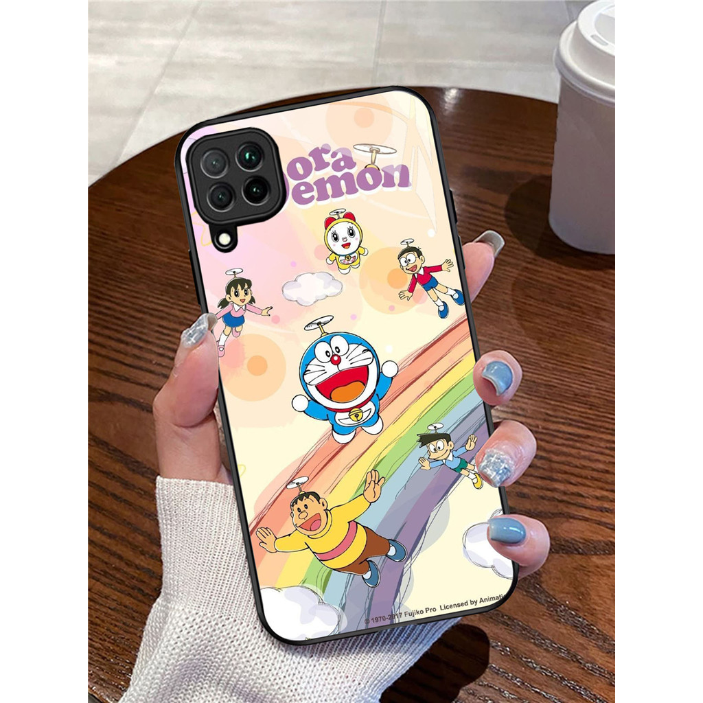 YR-19 Doraemon Casing ponsel kaca tempered Samsung A12 A22 M12 M32 5G