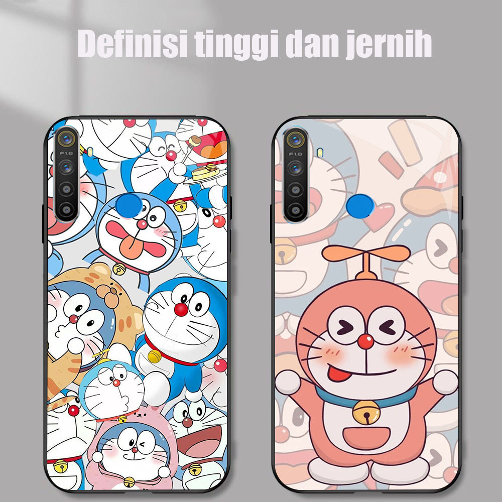 MP-77 Doraemon Glass KACA Casing untuk Realme Narzo 10 5 20 C65 20A 3i 5S 3 7 5i 6i 10A Pro