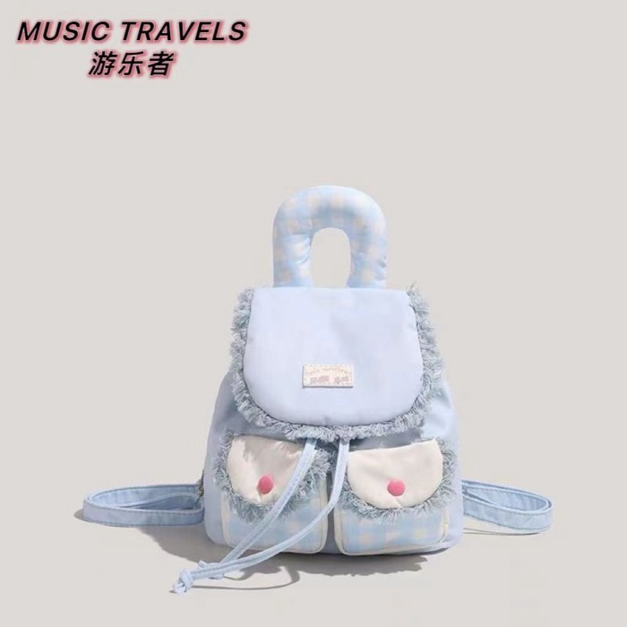 [Pemain] Tas Ransel Wanita Tas Ransel Wanita Kampus Jepang dan Korea Tas Kasual Warna Macaron Lucu