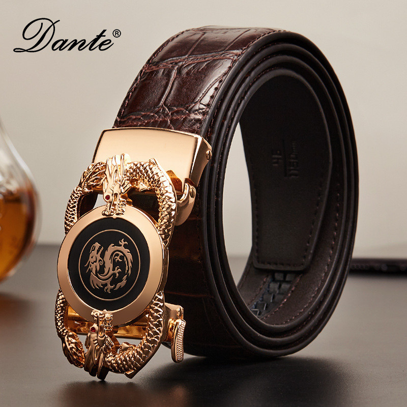 Sabuk Lelaki sejati Asli Pria Gesper Otomatis Pola Buaya Kulit Sapi TikTok Kuaishou Hewan    Berkual