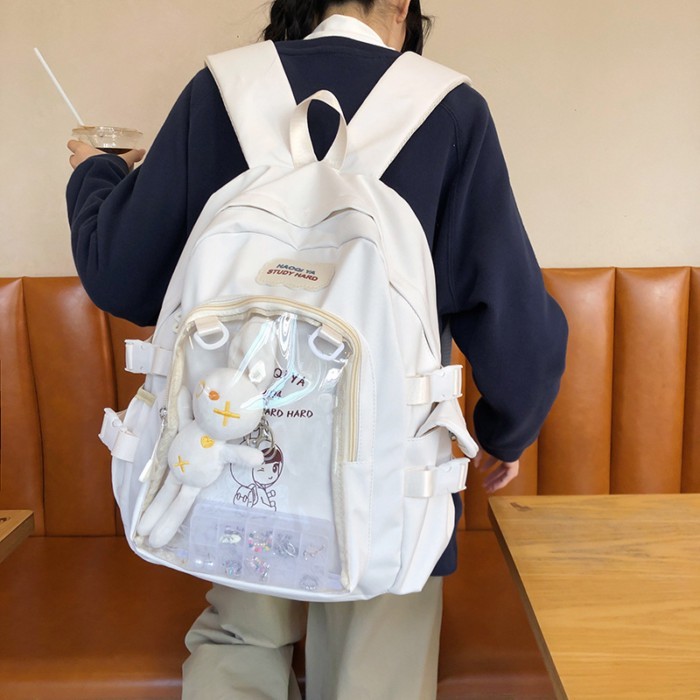 Tas sekolah perempuan SMP gaya kampus kampus Tas ransel gadis berpenampilan tinggi mahasiswi Korea