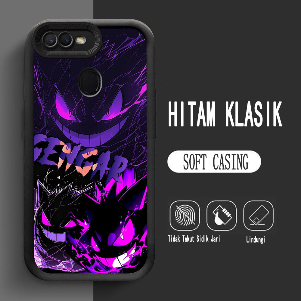 Y-25 Black Pokemon Gengar Silikon Casing untuk OPPO A12s F5 A5S A11K A7 A12 F7 F9 Pro Case
