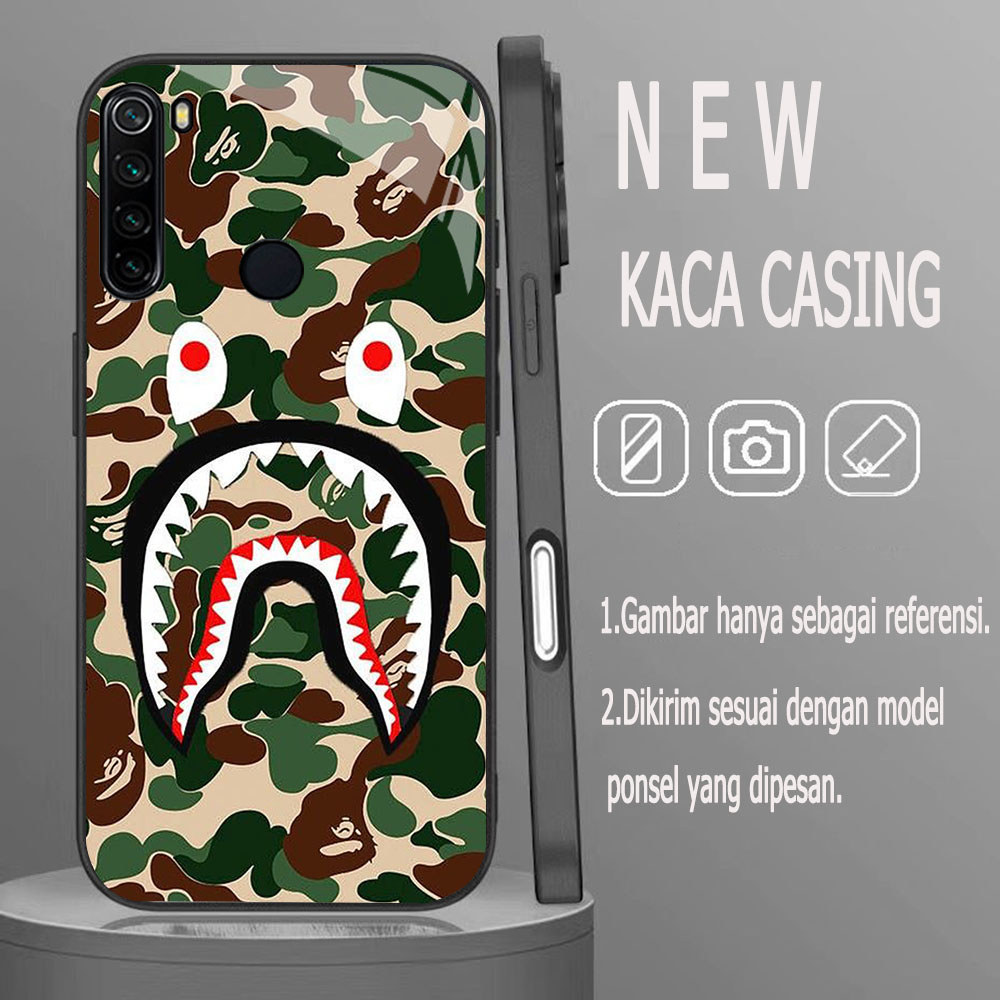 MK-3 Bape KACA Glass Casing untuk Xiaomi Redmi Note 9 10 8A 8 Pro Lite