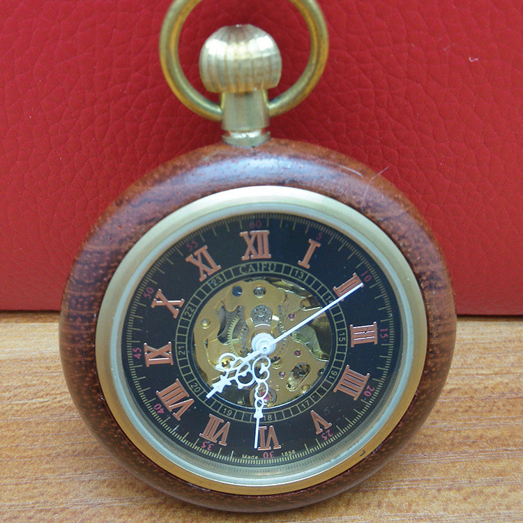 Jam Tangan Keren Saku Mekanik Kotak Kayu Antik Koleksi Ornamen Dekoratif Gantung Manual untuk Lansia