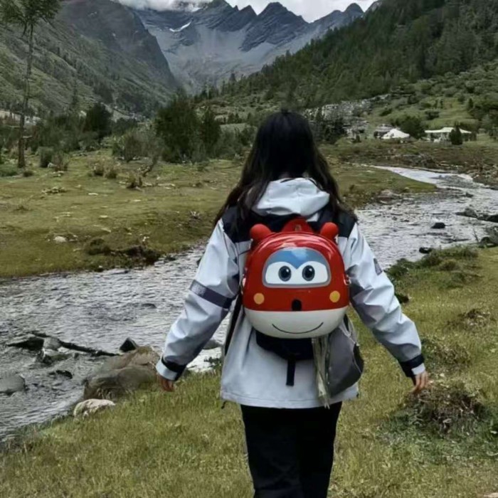 Ransel Kartun Sepeda Gunung Sayap Super Tas Sekolah Ledi Ransel Kecil Kotak Penyimpanan Ransel Lucu 