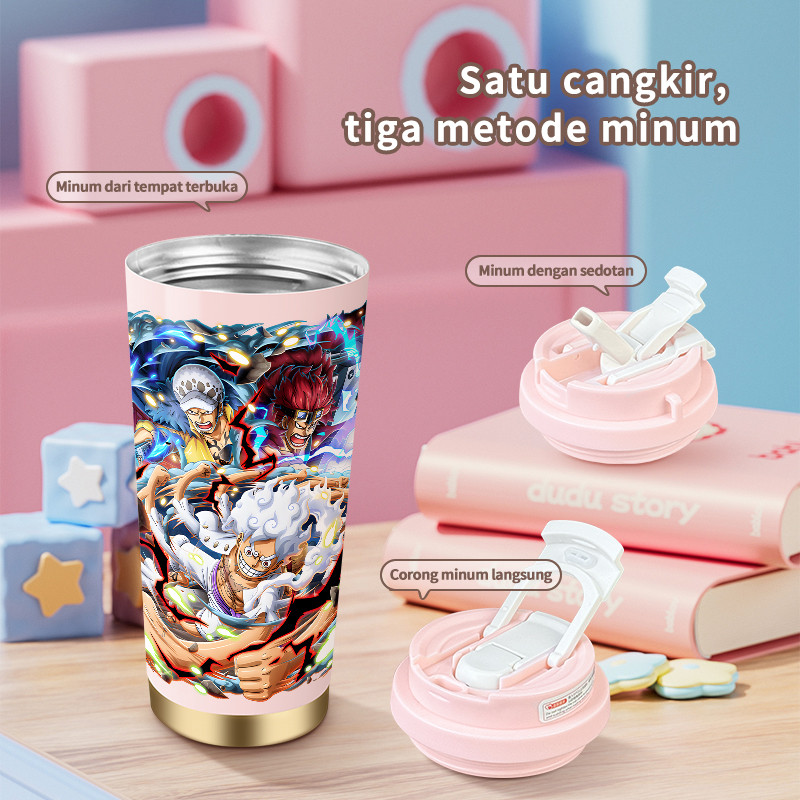 One - Piece  Anime  COD  Tumbler Cartoon kopi  Perempuan Termos air panas Portabel 500ml  Botol Minu