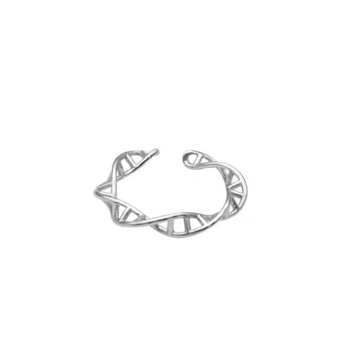 Cincin Spiral DNA Biologi Cincin Terbuka Wanita Ornamen Tangan Sederhana Geometris Terjalin Kehidupa