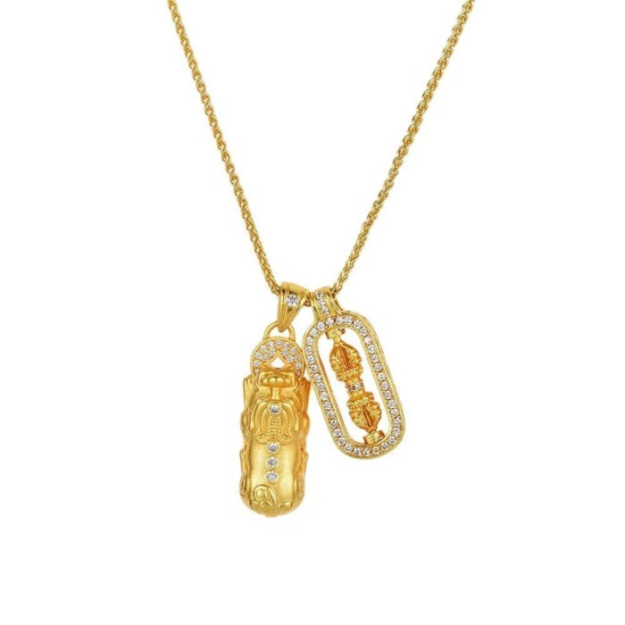 Wei Xue's Same High-end Necklace Pixiu Vajra Inlaid With Diamonds And Sand Gold Jewelry Pendant Lig