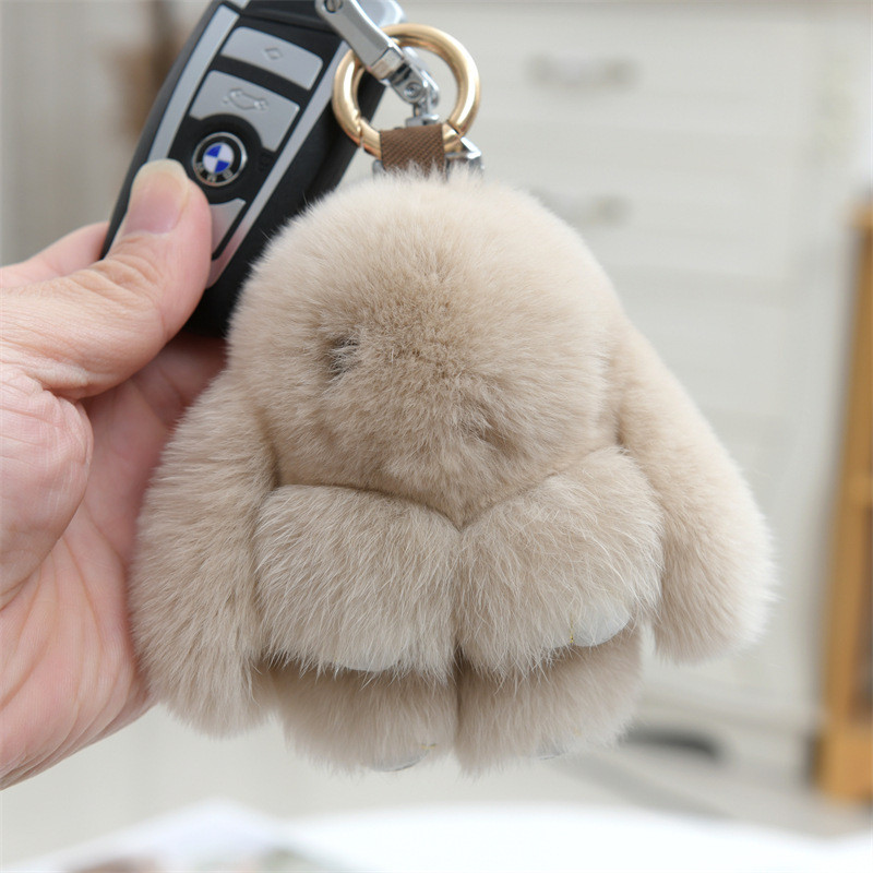 Boneka Plush Rex Grosir Gantungan Kunci Mobil Kelinci Kecil Dekorasi Ransel Mini Palsu Berkualitas